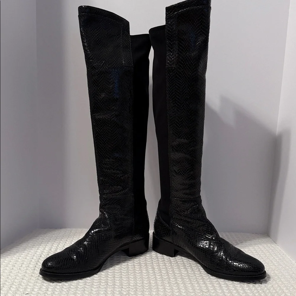Vince Camuto Black Over-the-Knee Snake-Embossed Boots
